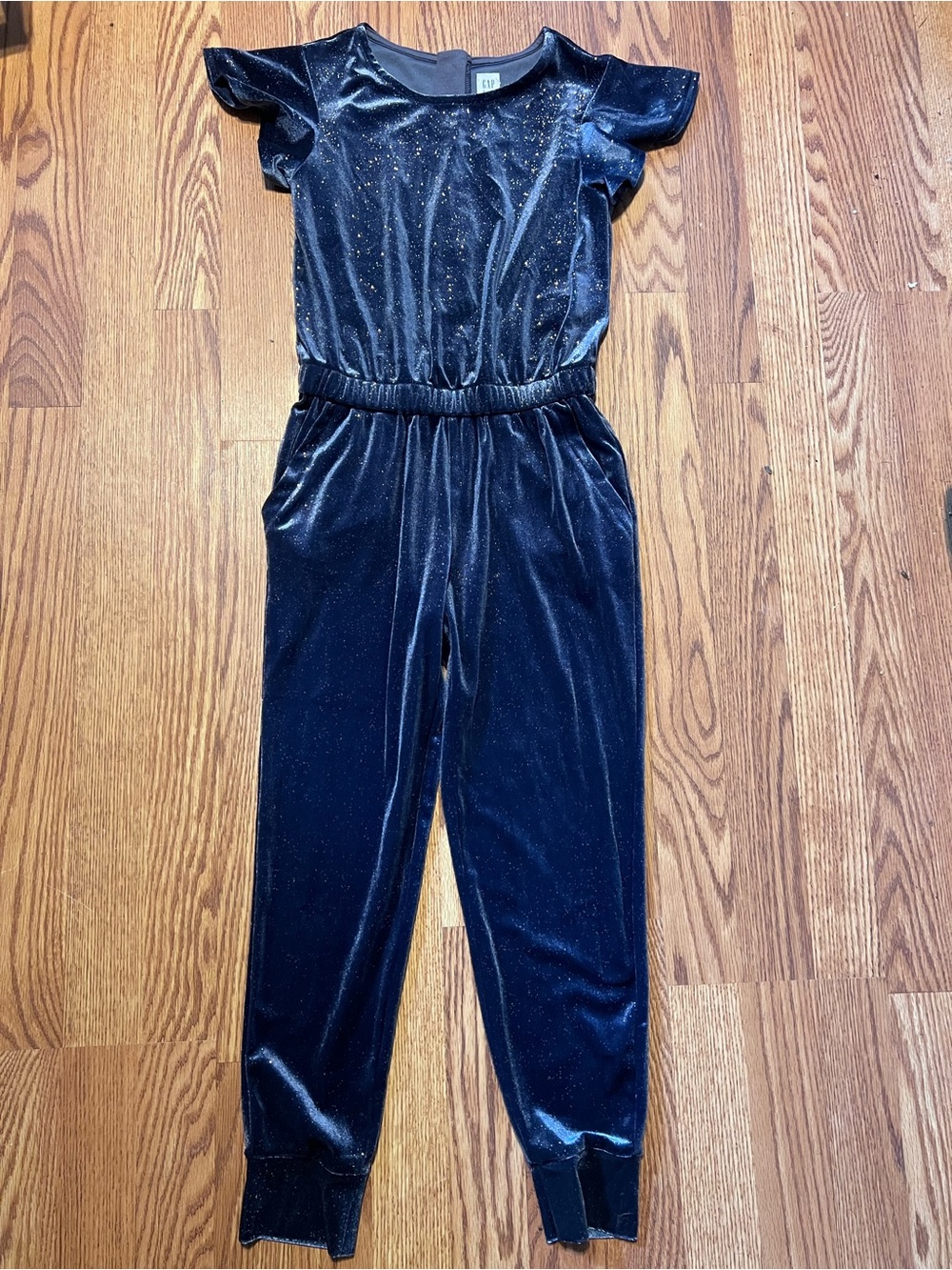 GAP Girls Velvet Sparkle Jumpsuit - Black